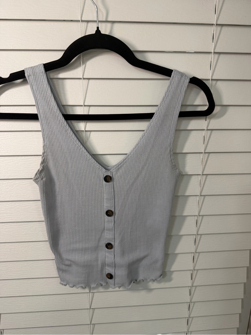 Light blue  Ribbed Button-Front Tank Top
